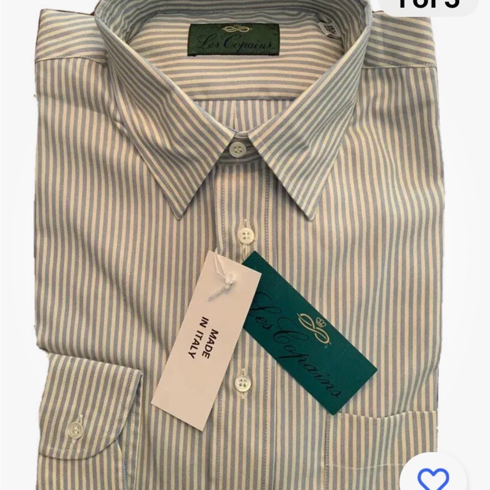 NEW Les Copains Blue Striped Button-down
Shirt Size 15 3/4. 40
